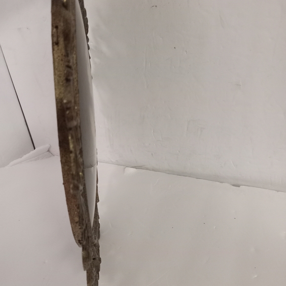 Large Framed Convex Bubble Glass Antique Gold Metal Praying Child Vintage 13x10" - Picture 5 of 5